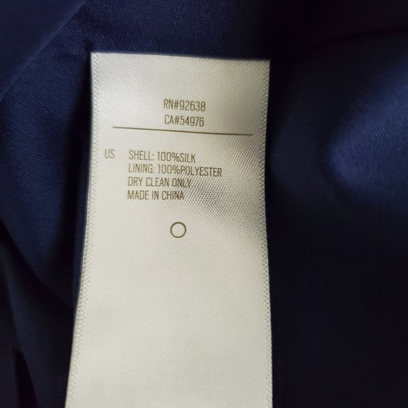 Fossil Womens 100% Silk Colorblock Dress Size L Drawstring Waist Round Neck Blue - Picture 6 of 9